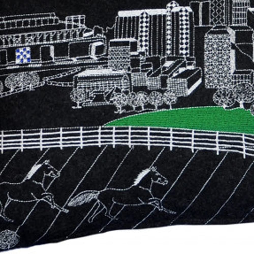 HomeRoots Grey 35' Black Lexington Nighttime Skyline Lumbar Decorative Pillow