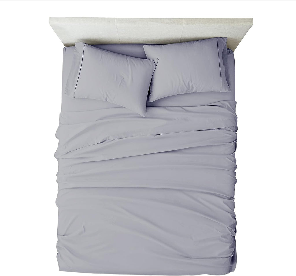 Mygiza Sheets,100% Giza Egyptian Cotton Sheets-King Size Giza Cotton Sheets Set To Fit Upto 18 Inches Deep Mattress (4 Pcs) Light Grey Solid