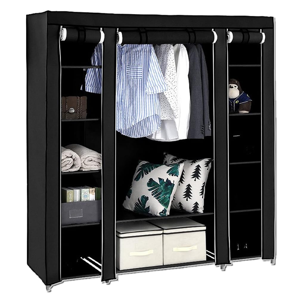 Moptyuimin Portable Wardrobe NonWoven Fabric Wardrobe with Cover 58x 17 x 68 7/8 Clothing Storage Closet Shelves for H