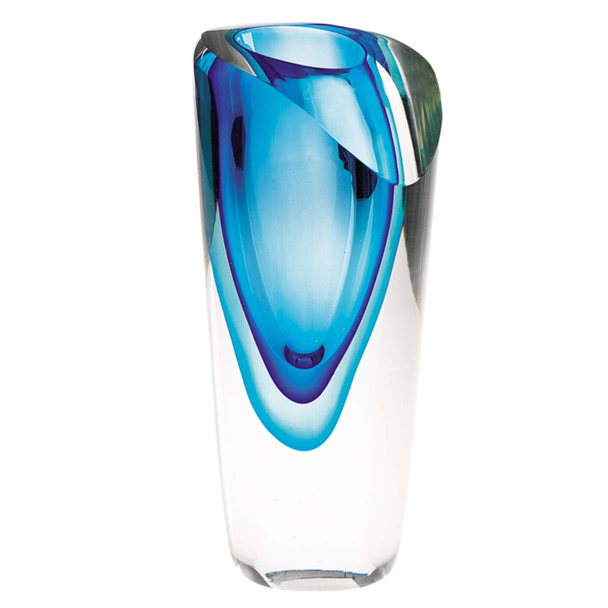 HomeRoots 75' Mouth Blown Glass Blue Vase