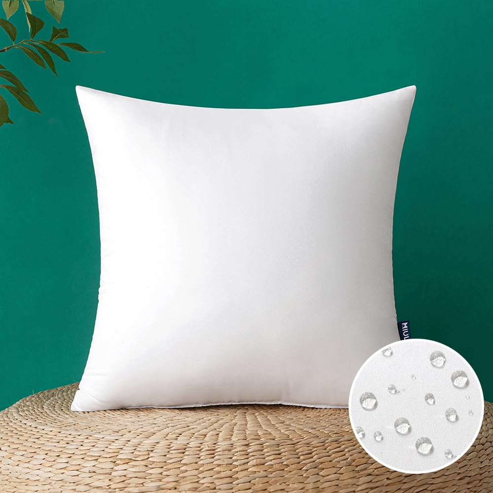 Miulee 18X18 Inch Outdoor Pillow Insert Waterproof Decorative Throw Pillow Insert, Square Garden Pillow Form For Patio Sofa Couch