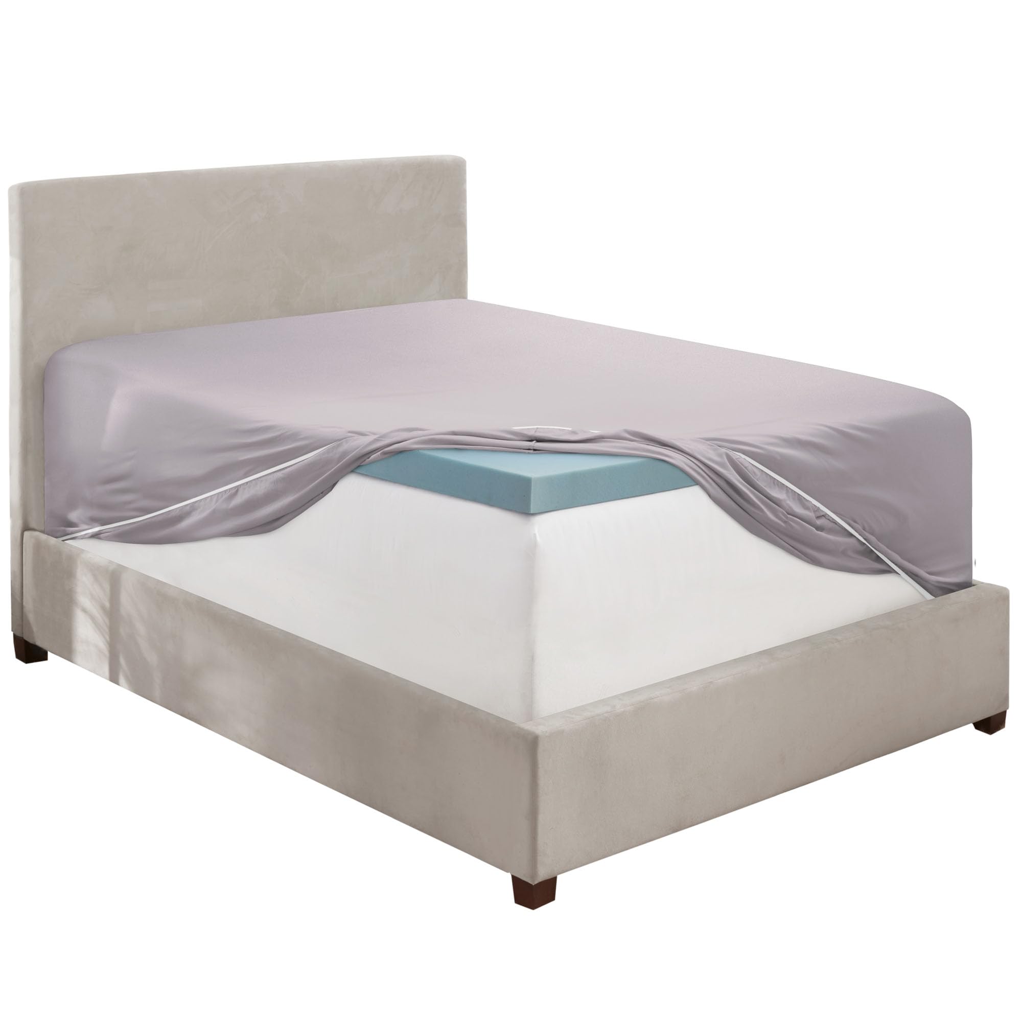 Hearth & Harbor Grey Lavender Fitted Sheet Queen Size, Extra Deep Pocket Queen Fitted Sheet Only, 1800 Microfiber Fitted Bed She