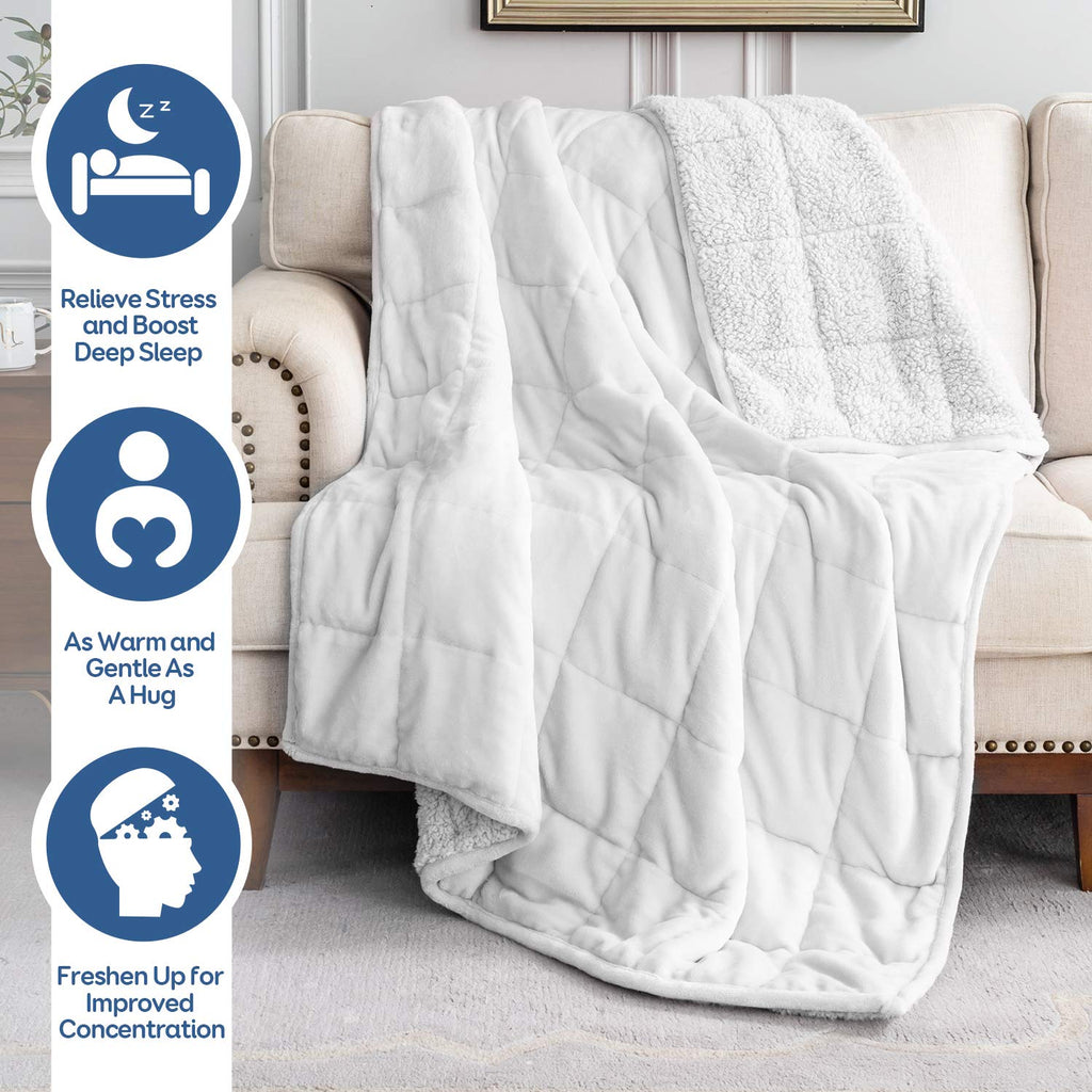 Weighted Blanket 20Lbs, Flannel Cozy Plush Blanket, Fuzzy Flannel Bedding Blanket Throw For Twin Full Bed, Minky Soft Blanket Fo