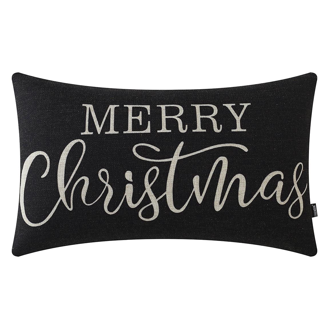 Trendin Christmas Throw Pillow Cover 20X12 Inch, Black Lumbar Throw Pillowcase, Home Chair Office Winter Decorations Linen Cushi