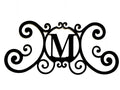 Bookishbunny Monogram Initial Letter A-Z Wrought Iron Metal Scrolled Door Wall Decoration Plaque Art, 24 x 11 inch 2mm Thick (M)