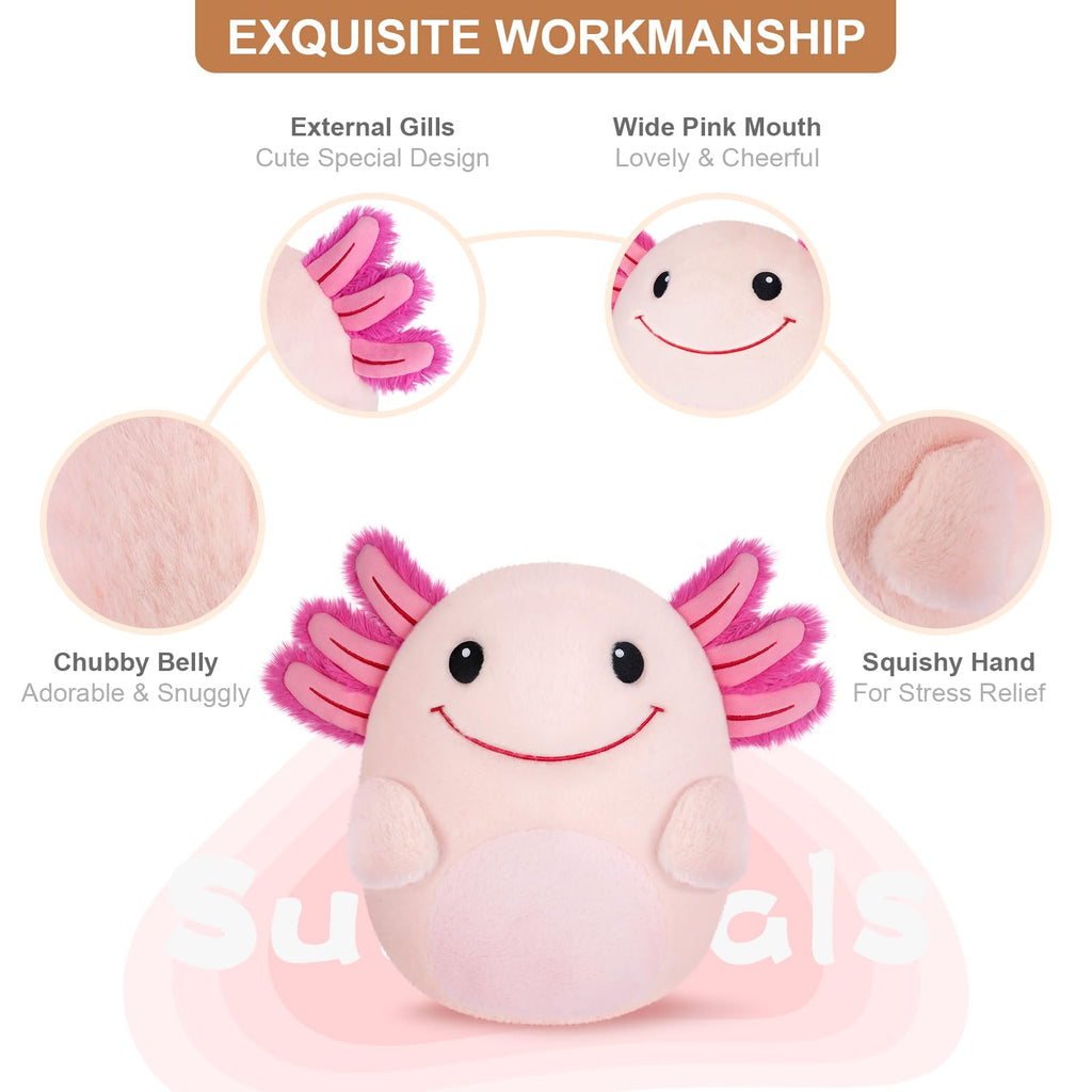 Suzzipals 13' Axolotl Plush Pillows, Axolotl Stuffed Animal Plushies, Axolotl Cuddle Pillow For Kawaii Decor, Axolotl Plush Toy