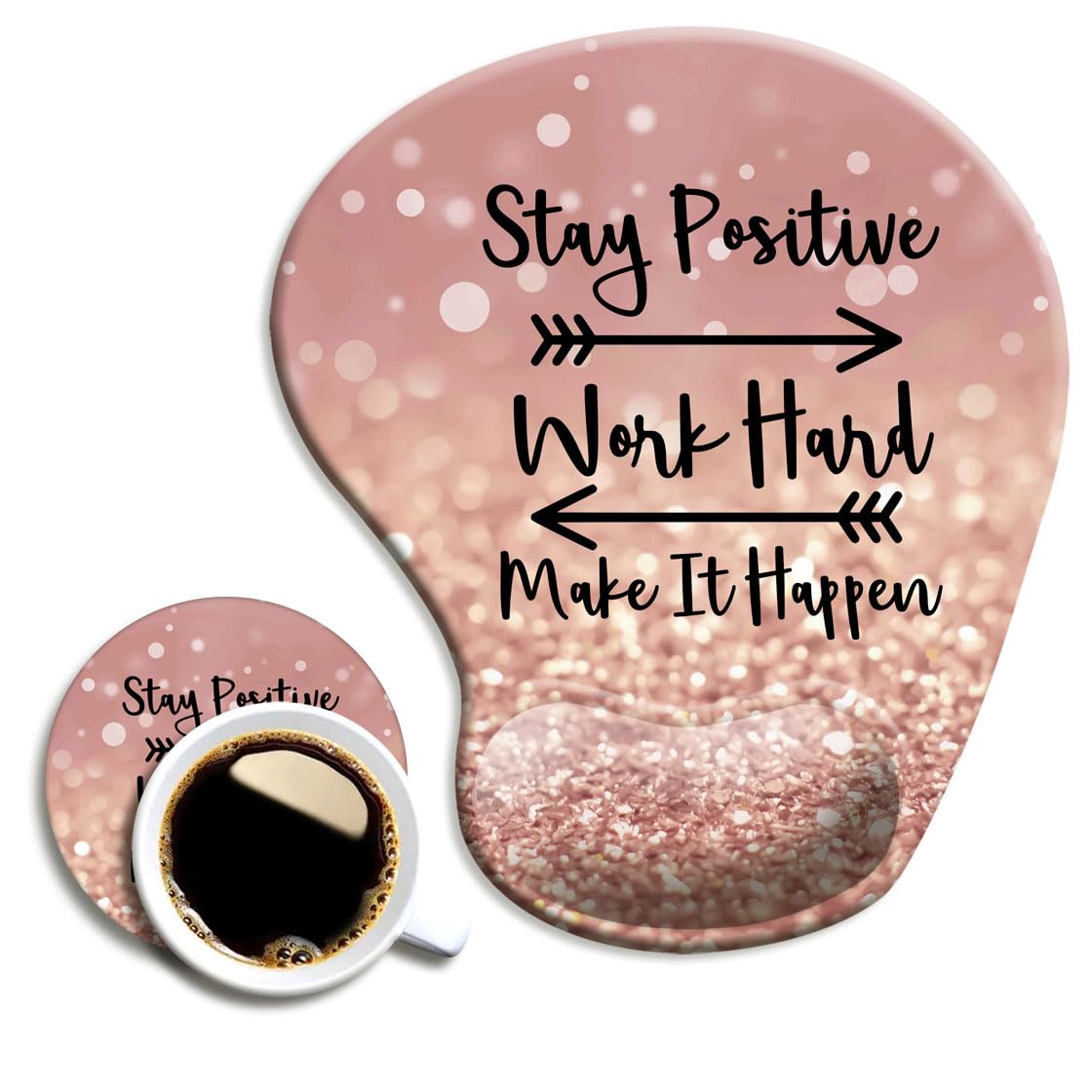 Dooke Ergonomic Mouse Pad With Wrist Support And Coaster,Mouse Pads With Non-Slip Pu Base For Home Office Working Studying Easy