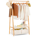 Relquorax Bamboo Clothes Rack with 2 Storage Box and 2 storage shelf, Portable Extra Large Garment Rack Clothing Rack, Foldable 