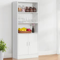 About Space 5 Ft Kitchen Cabinet  5 Tier Wooden Storage Cabinet With 3 Open Shelves & 2 Magnetic Door, Easy To Assemble Crocker