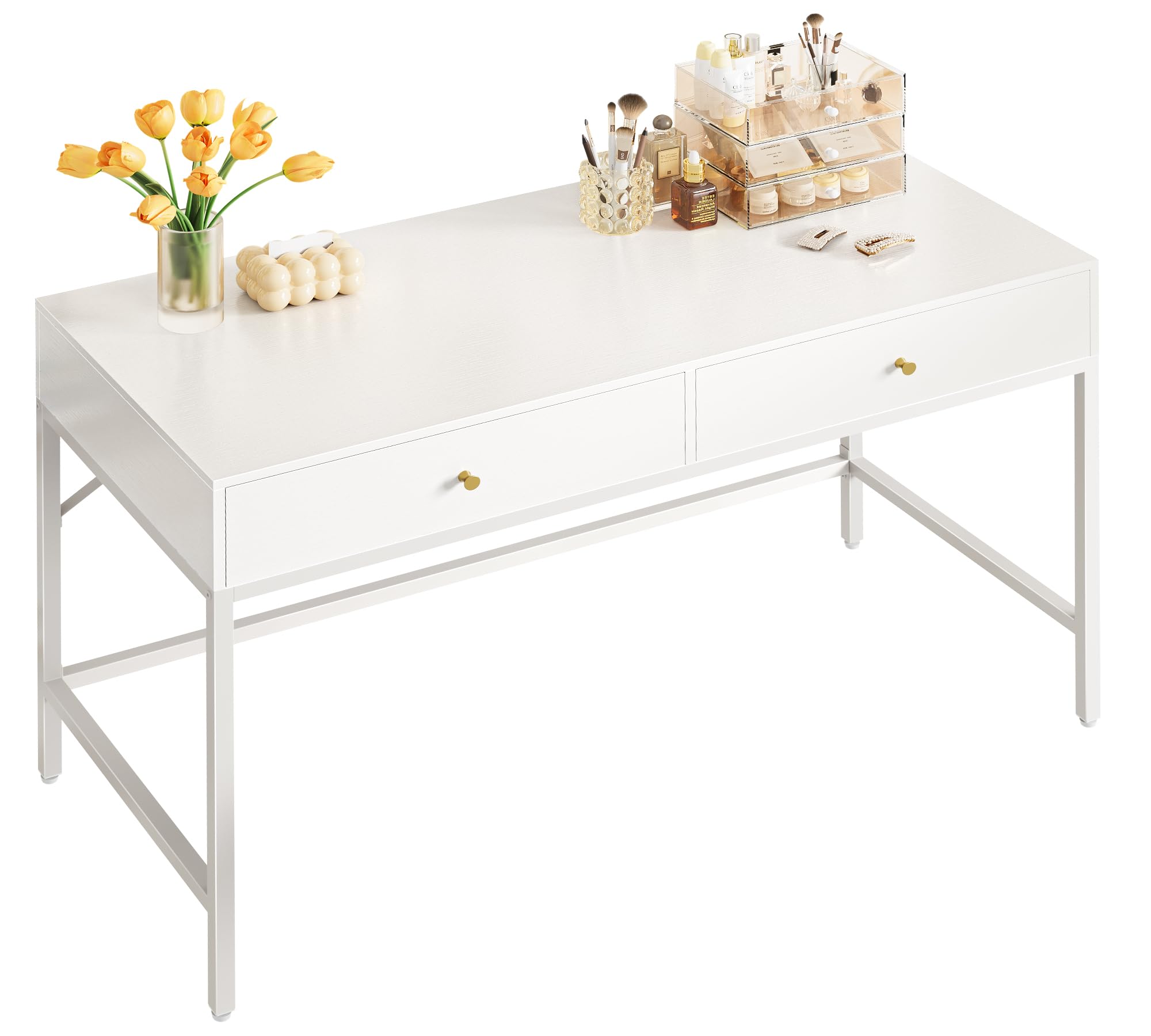 SUPERJARE Vanity Desk with Drawers, 47 inch Computer Desk, Modern Simple Home Office Desks, Makeup Dressing Table for Bedroom - 