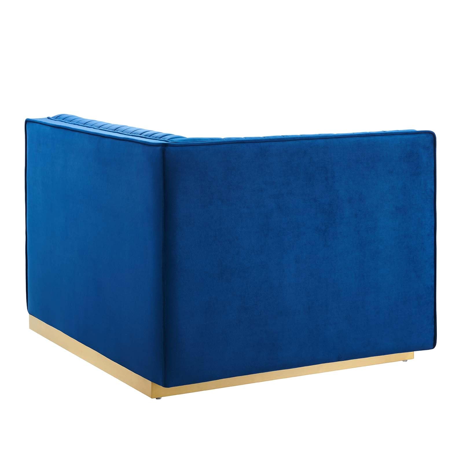 Modway Sanguine Velvet And Stainless Steel Left-Arm Chair In Navy