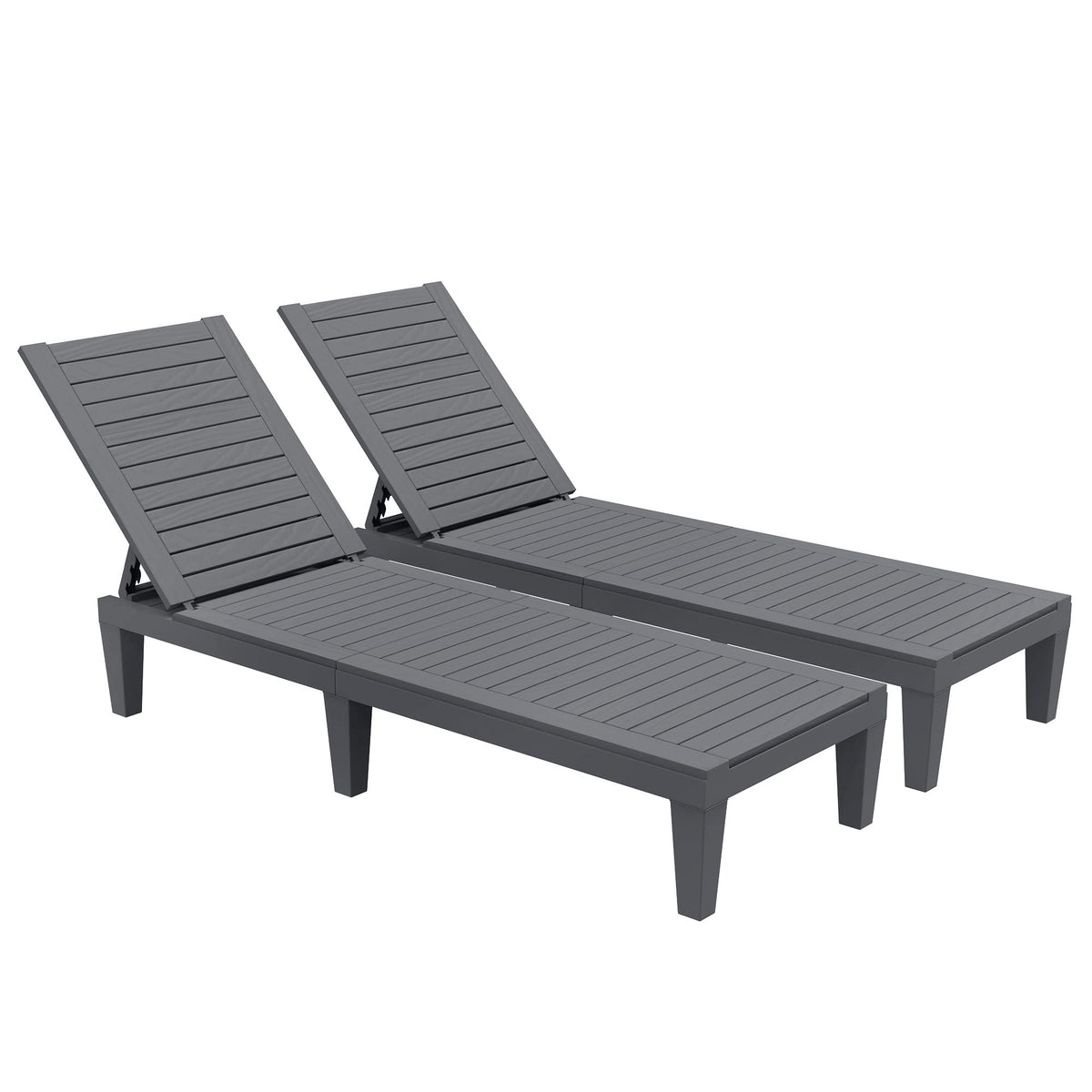 Yitahome Chaise Outdoor Lounge Chairs With Adjustable Backrest, Sturdy Loungers For Patio & Poolside, Easy Assembly & Waterproof & Lightweight With 265Lbs Weight Capacity, Set Of 2, Dark Grey