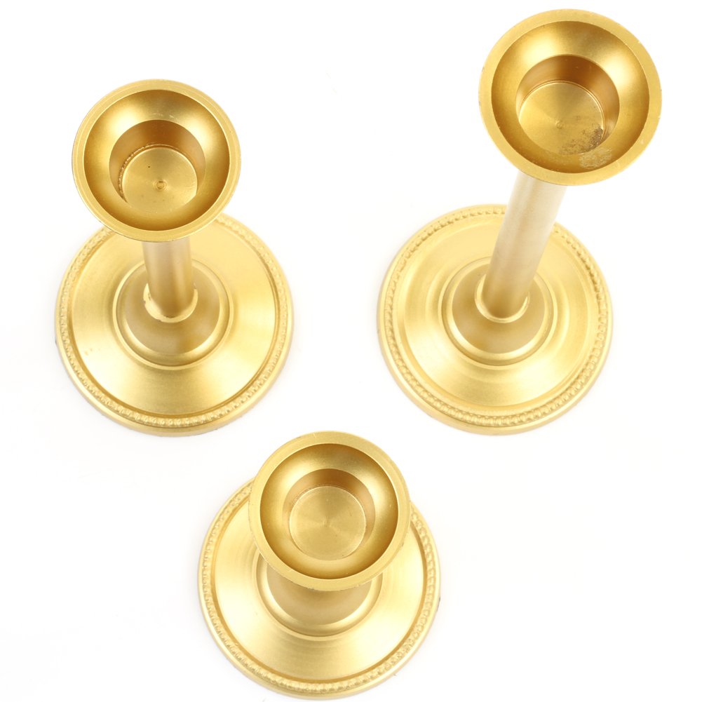 Koyal Wholesale Gold Taper Candle Holder Set Of 3, Candlestick Set, Tall Candle Holders