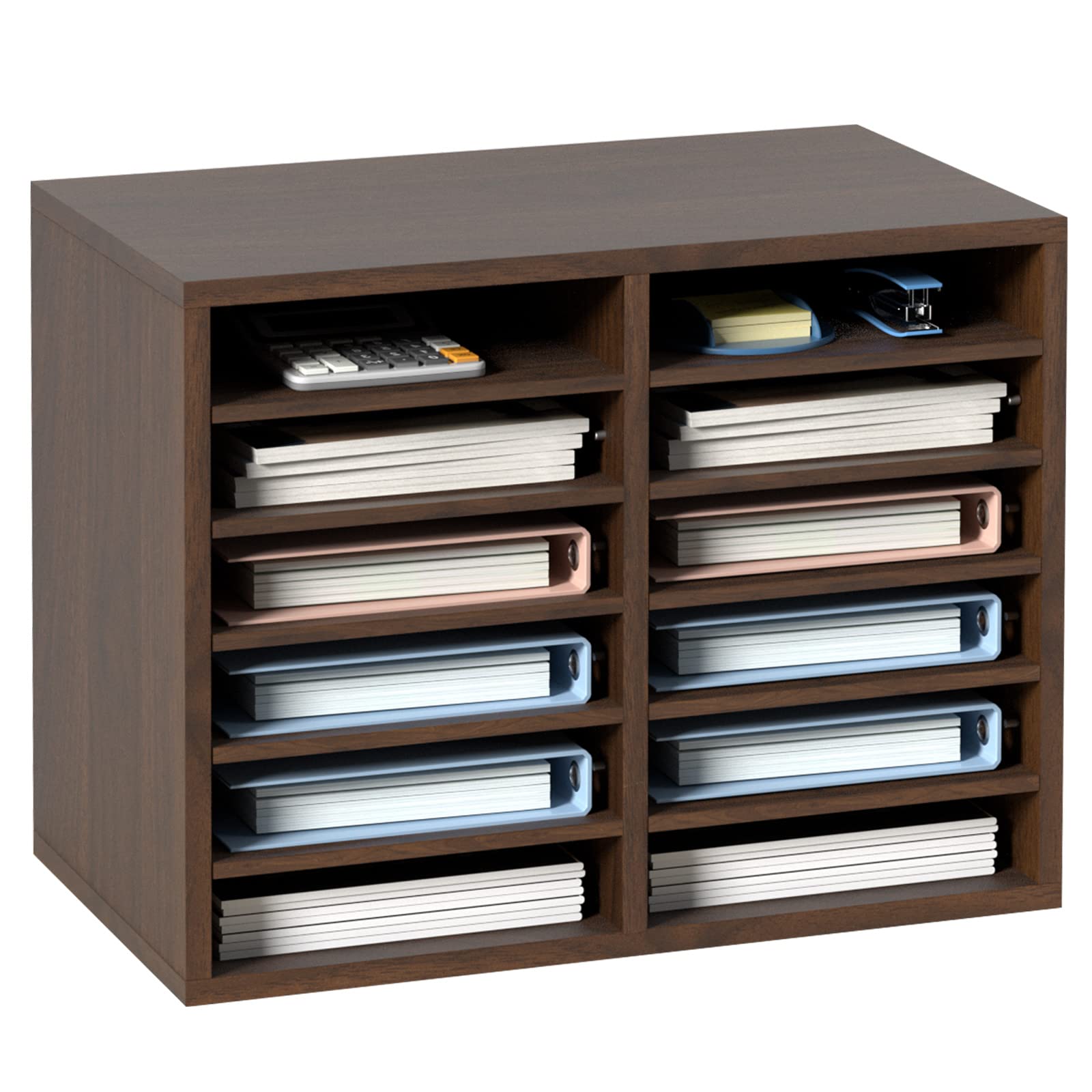 Vevor Literature Organizers, 12 Compartments Office Mailbox With Adjustable Shelves, Wood Literature Sorter 20.4X12X16.1 Inches