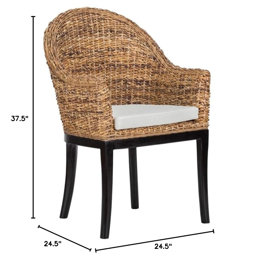 Kosas Home Owen 19&quot; Transitional Rattan Abaca and Mahogany Side Chair in Brown