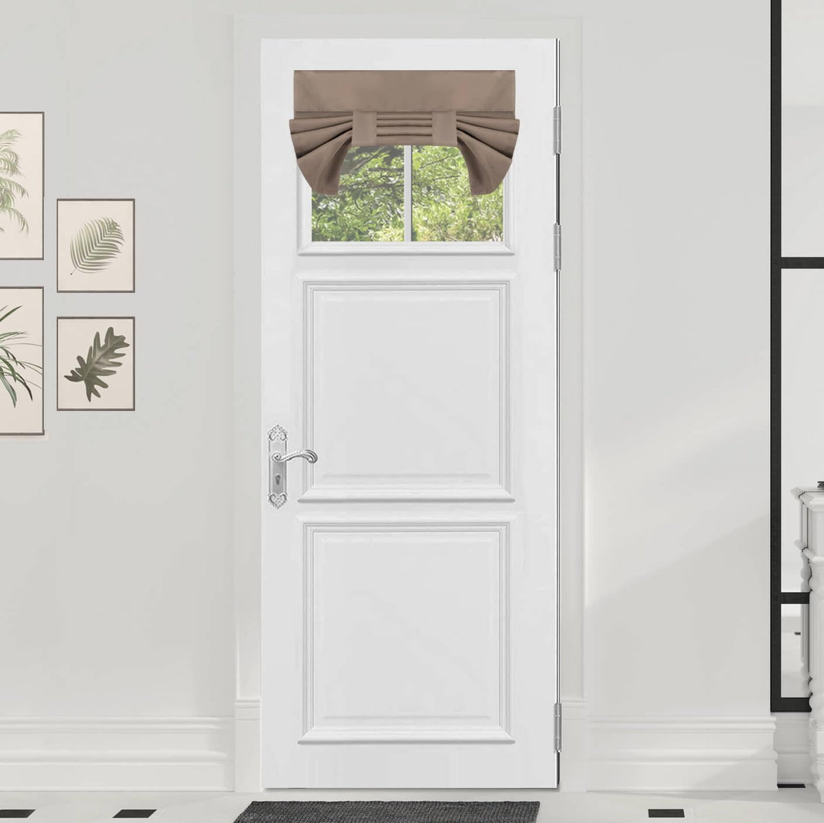 Outdoorlines Blackout French Door Curtains, Privacy Thermal Insulated Tie Up Glass Shades, Easy To Install Tricia Window Shade, Front Door Curtain, W26 X L20 Inch, Camel, 1 Panel
