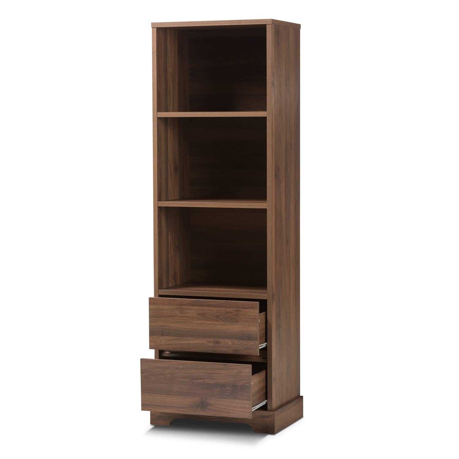 Baxton Studio Burnwood 3 Shelf Bookcase in Brown