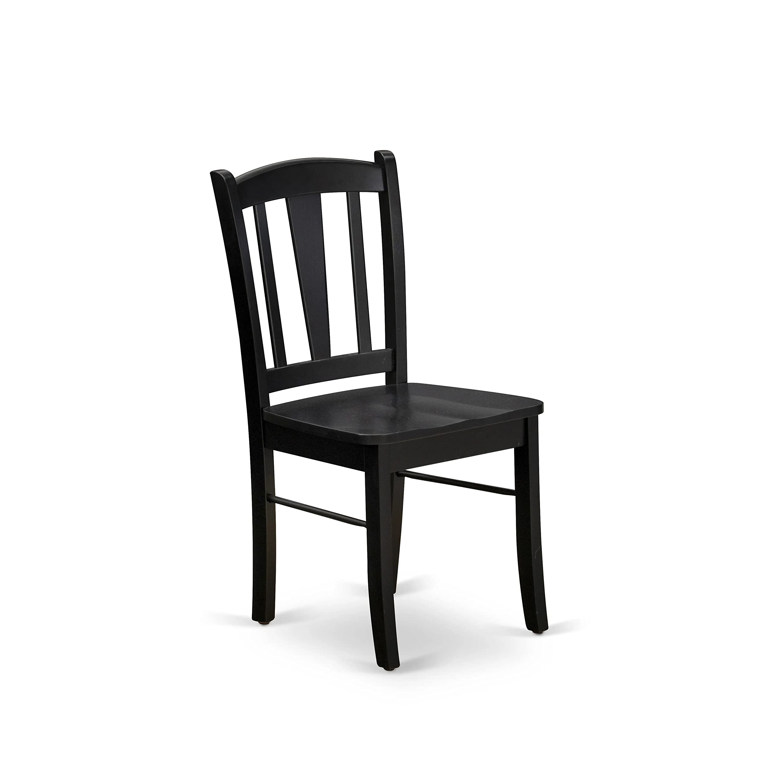 East West Furniture Dlc-Blk-W Dublin Kitchen Dining Chairs - Slat Back Wood Seat Chairs, Set Of 2, Black