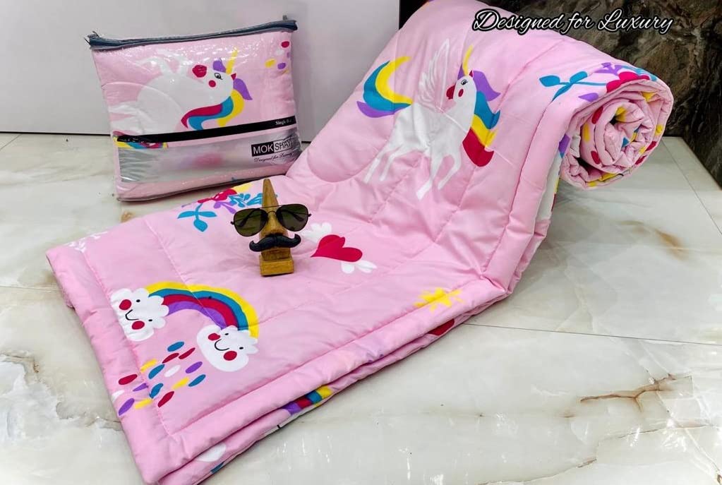 Yetli Glace Cotton Singel Bed Comforter Print And Kids Ac Room/Blanket, Size 60 X 90 Pack Of 1 Pcs, (Vt2053 Uc Pink