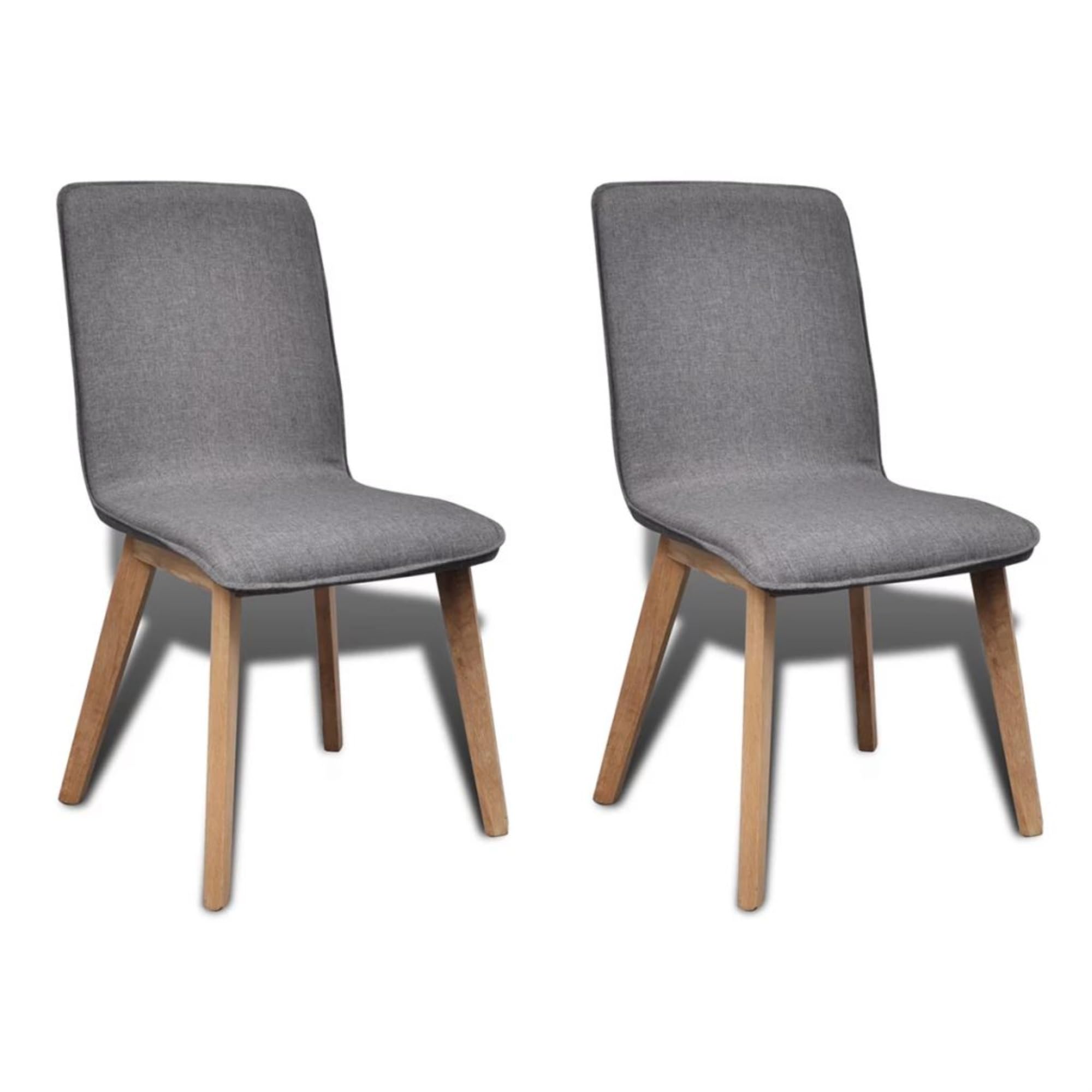 vidaXL Dining Chairs 2 pcs Dark Gray Fabric and Solid Oak Wood