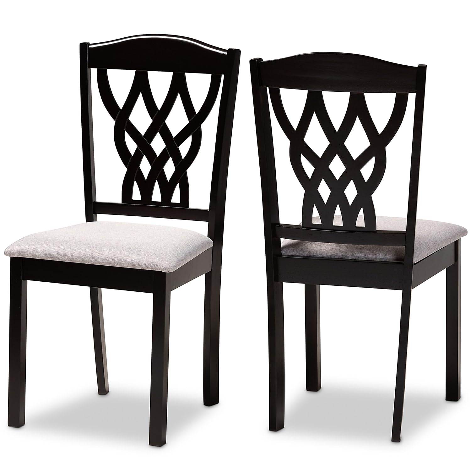 Baxton Studio Delilah Modern Fabric Dining Chair, Grey and Dark Brown, 2/Set (171-2PC-10952HT)