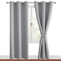 Hiasan Blackout Curtains For Bedroom, 38 X 84 Inches Long - Thermal Insulated & Light Blocking Window Curtains For Living Room, 2 Drape Panels Sewn With Tiebacks, Silver Grey