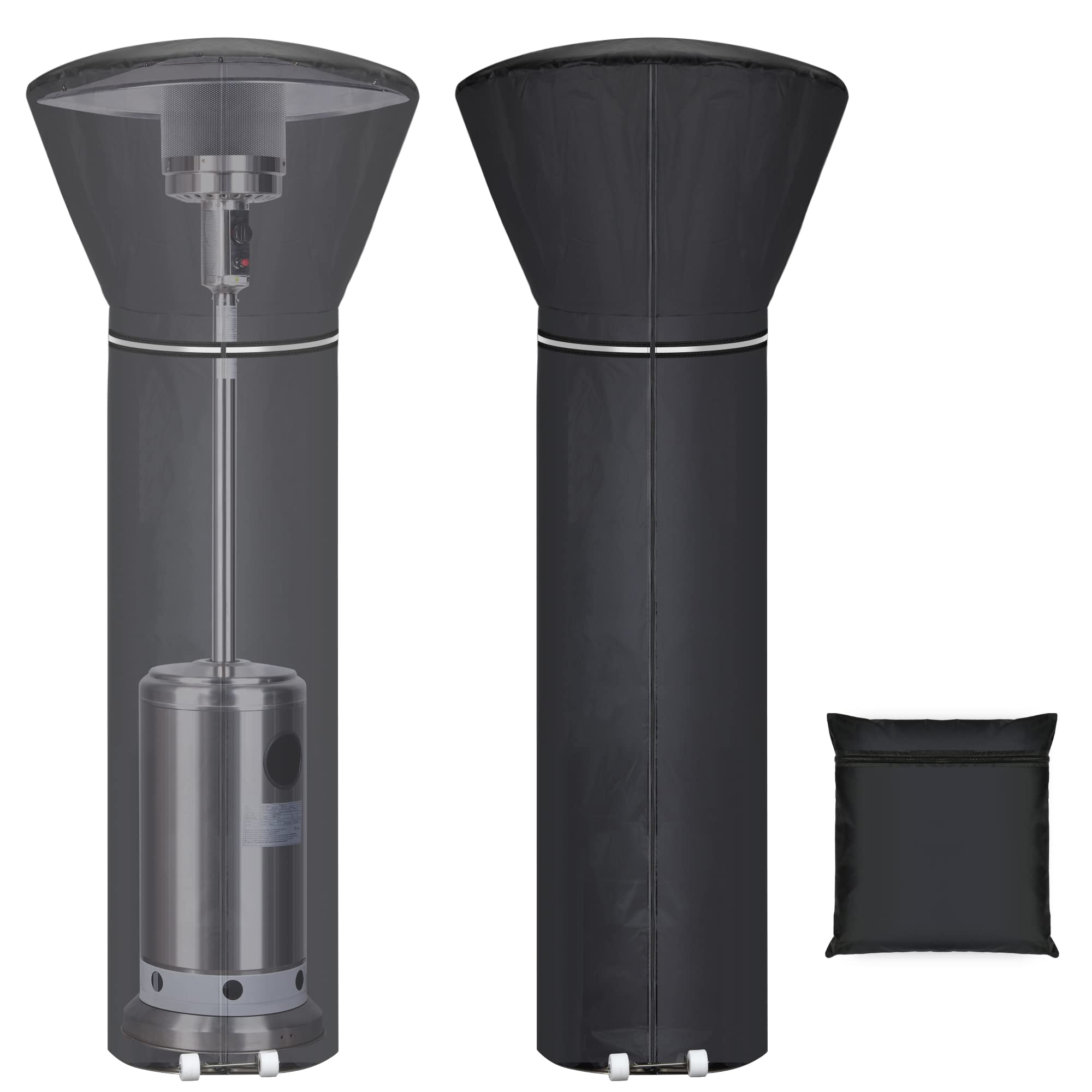 Upgraded Patio Heater Covers Waterproof, Outdoor Heater Cover With Reflective Ribbon, Zipper And Storage Bag, Waterproof, Dustproof, Wind-Resistant, Uv-Resistant, Snow-Resistant, 89.5'Hx33.5'Dx19.5'B
