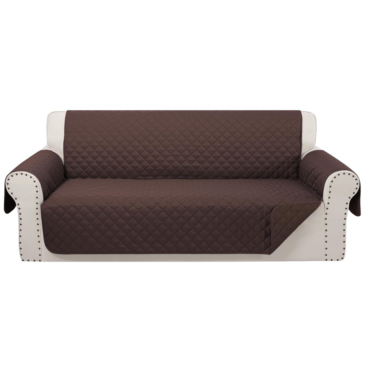 Luxshare Home Reversible Sofa Covers Couch Cover Furniture Protector For Dogs Elastic Straps Water Resistant(Sofa,Chocolate/Choc