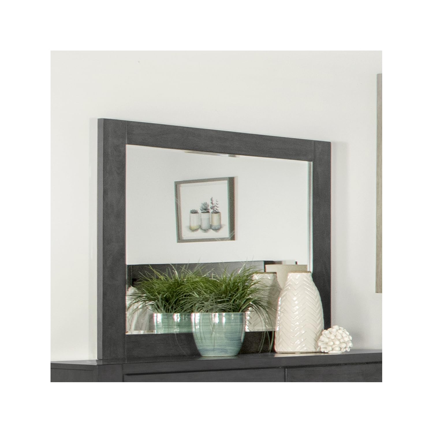 Coaster Lorenzo 37&quot; X 40.25&quot; Rectangular Wood Dresser Mirror In Gray