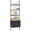 Giantex 72.5 Ladder Bookshelf with Cabinet, 5Tier Tall WallMounted Shelf w/Storage, Modern Style Kitchen Open Shelving Organi