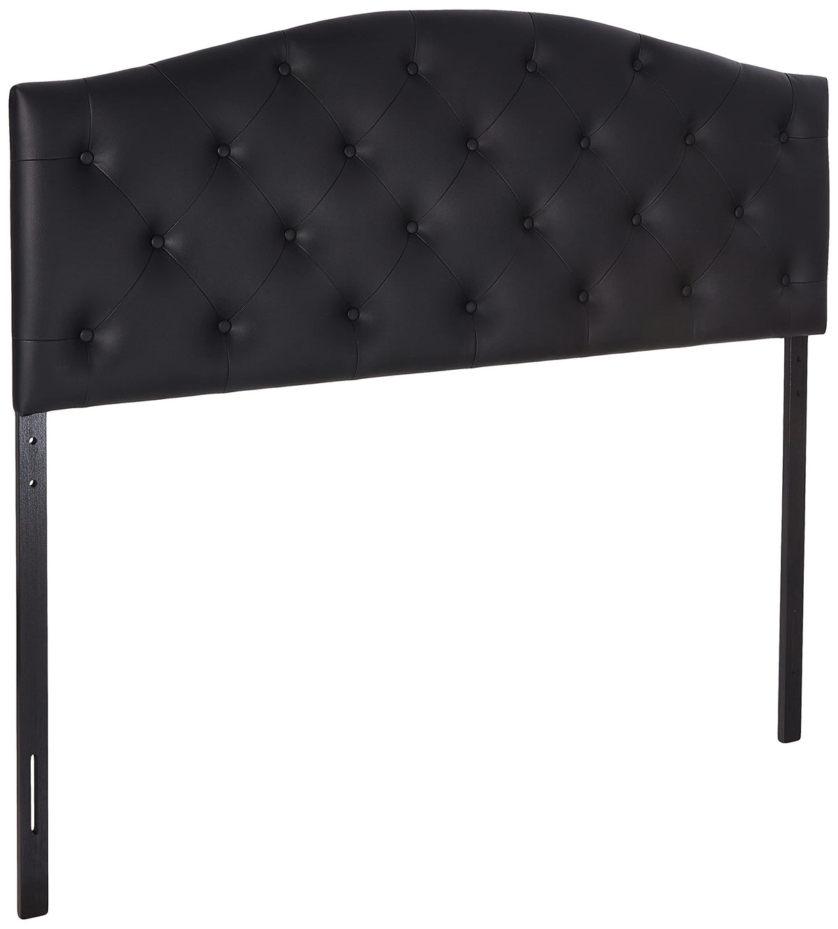 Baxton Studio Myra Modern and Contemporary Queen Size Black Faux Leather Upholstered Button-Tufted Scalloped Headboard