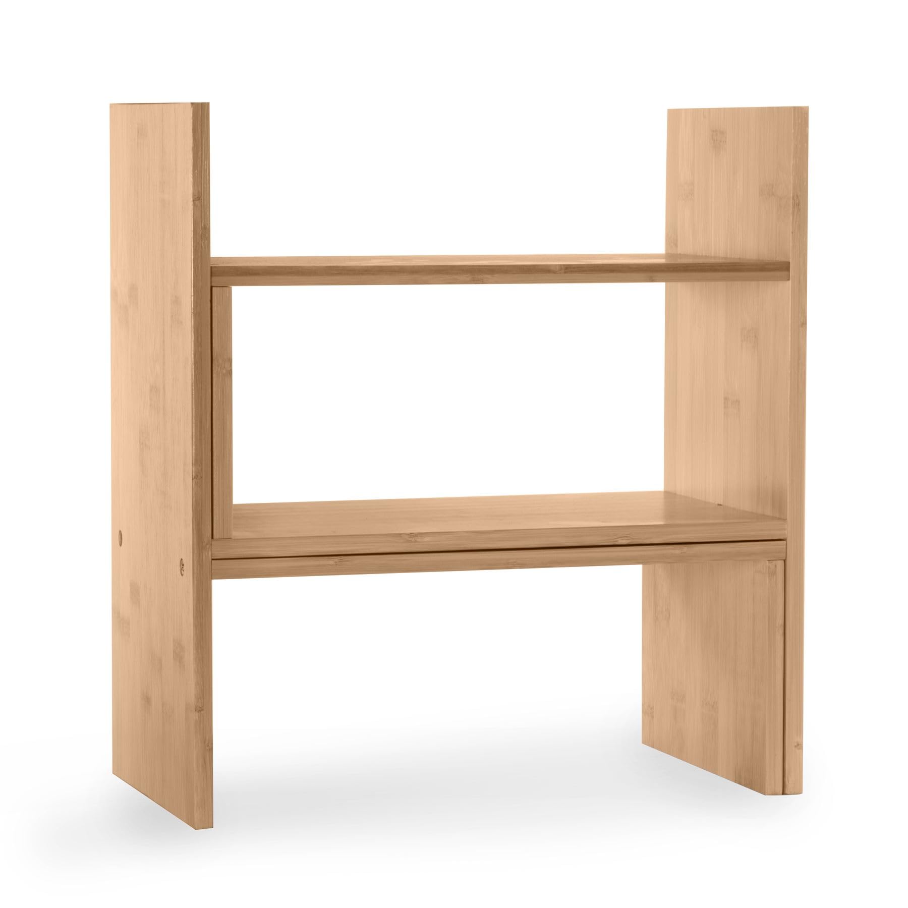 Multipurpose Desk Storage Organiser | Bamboo Adjustable Racks, Shelves & Drawers Book Shelf | Storage Shelf | Office Organisatio