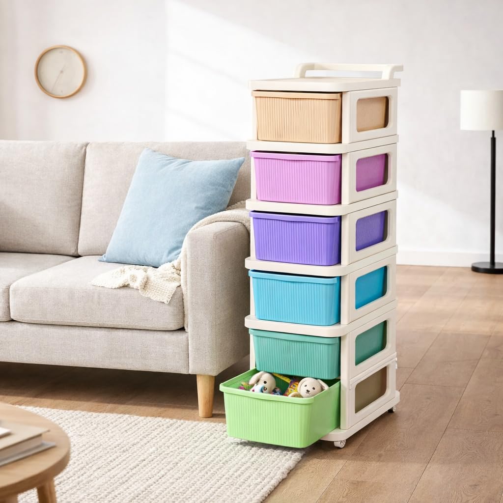 Radiant Heavy Plastic Storage Drawer With Wheels | Modular Cabinet For Home, Office, School, Hospital, Kitchen, Cosmetics, Cloth