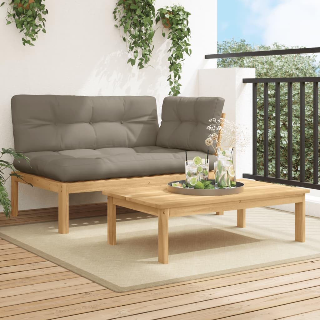 vidaXL Set of 2 garden pallet sofas and cushions Acacia Wood