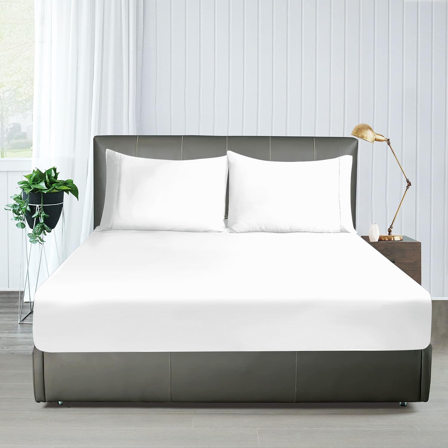 Fitted Sheet 1 Pack Twin-Xl/Split King Size Only Viscose Derived From Bamboo,400 Thread Count,8-16' Deep Pocket,Bottom Sheet Co