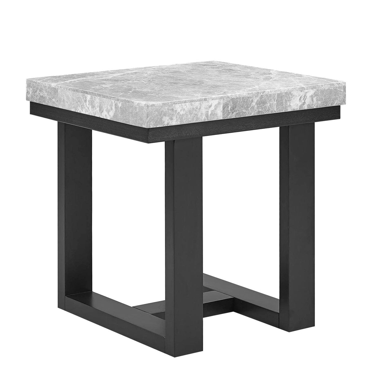 Steve Silver Furniture Lucca Gray Marble Side, Poplar Solids, Birch Veneers, Kiln-Dried Wood, Versatile Use, Table, 22 x 24 x 24