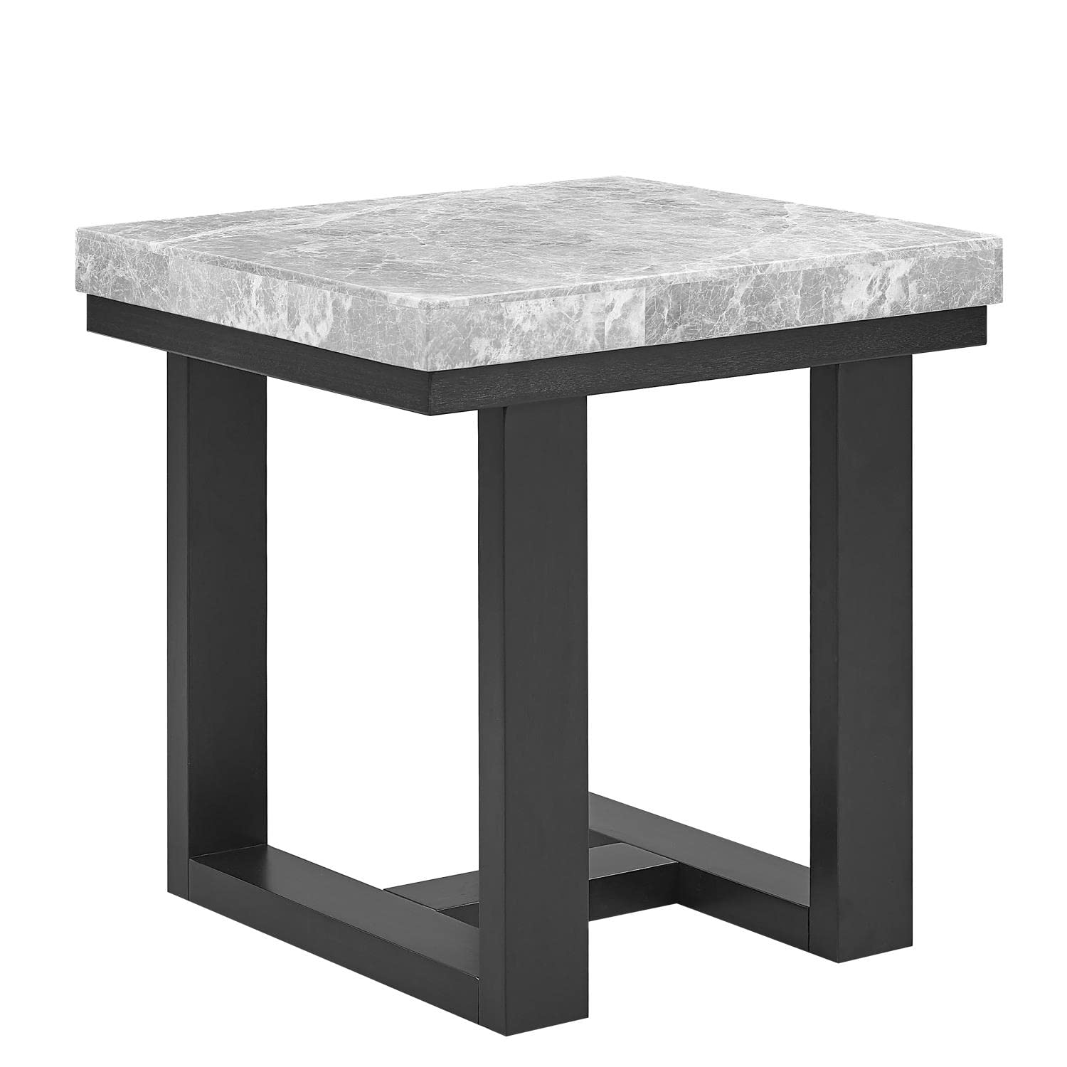 Steve Silver Furniture Lucca Gray Marble Side, Poplar Solids, Birch Veneers, Kiln-Dried Wood, Versatile Use, Table, 22 x 24 x 24