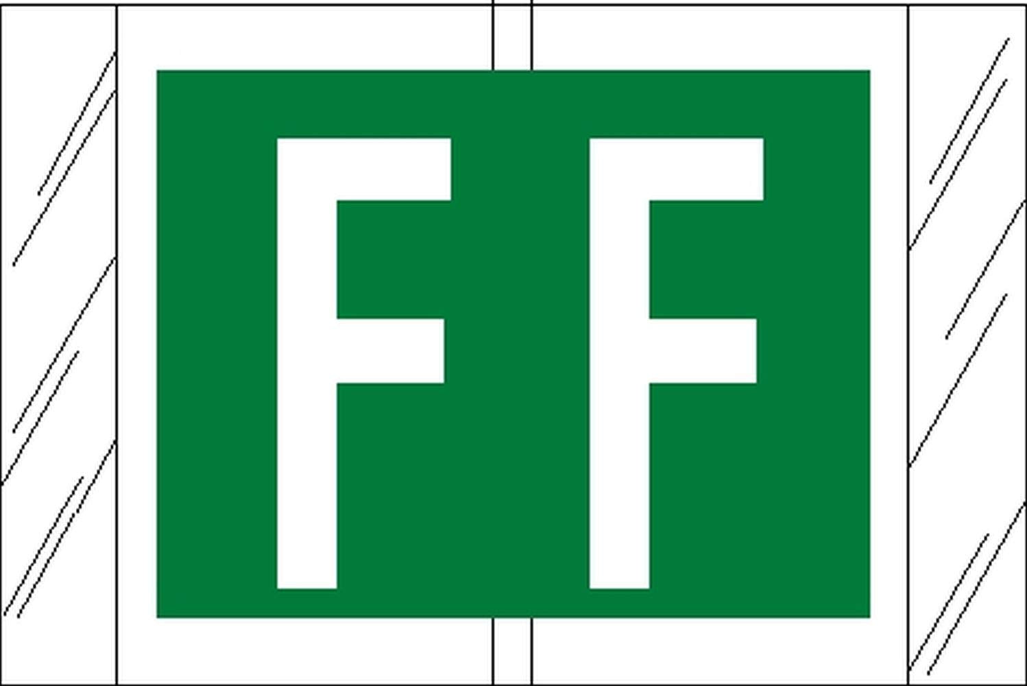 Tabbies Original Col'R'Tab 12000 Series Alpha Labels, Green, F', 1'H X 1-1/2'W, Heavy Duty & Fade-Resistant, Made In The Usa,