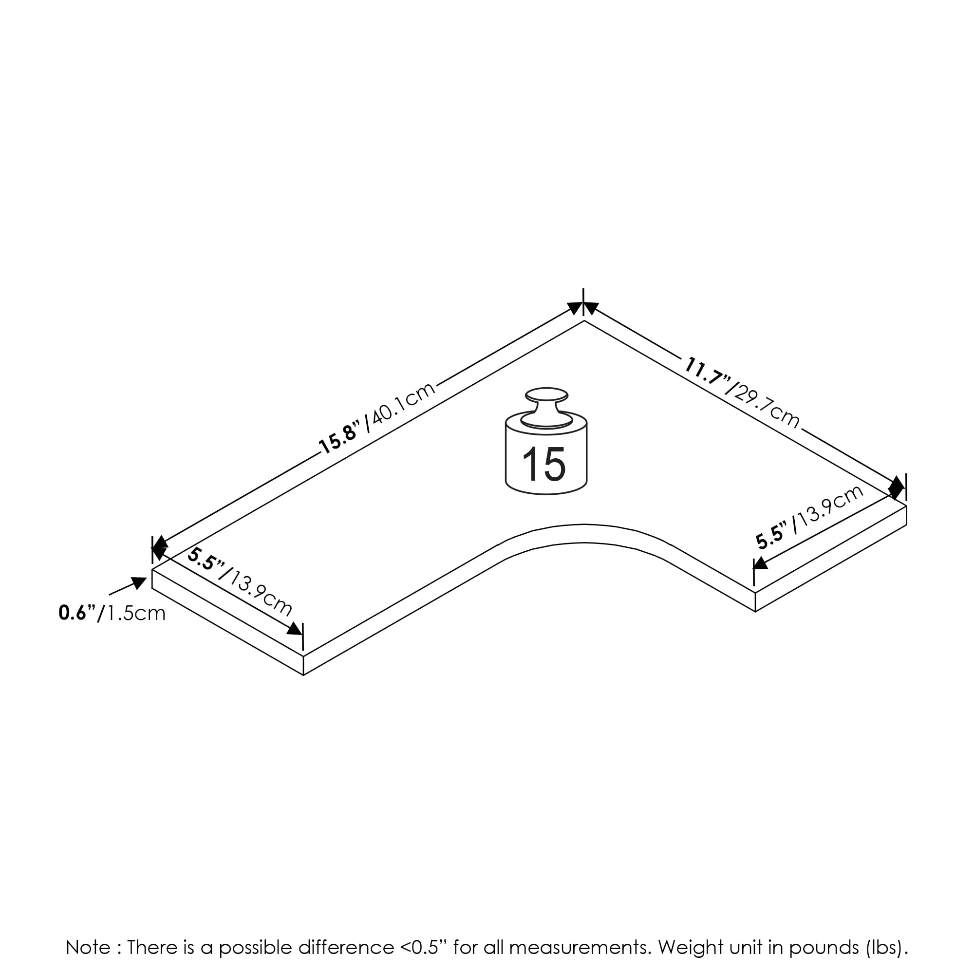 Furinno Rossi Wall Mounted Corner L-Shape Floating Display Shelves, Metropolitan Pine