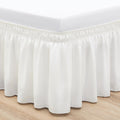 Rimela Ivory Queen Bed Skirt 18 Inch Drop, Wrap Around Elastic Bed Skirts Queen Size Dust Ruffle, Bedskirt For Adjustable Bed Ba