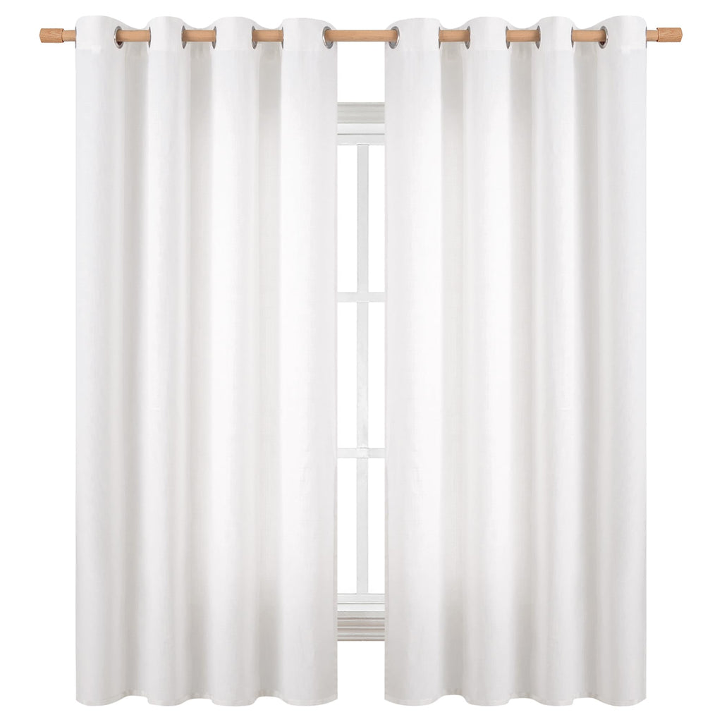 Bgment Pure White Curtains 63 Inch Length 2 Panels Set For Bedroom, Grommet Thick Linen Look Burlap Textured Light Filtering Privacy Window Drapes For Farmhouse Living Room, 55 X 63 Inch