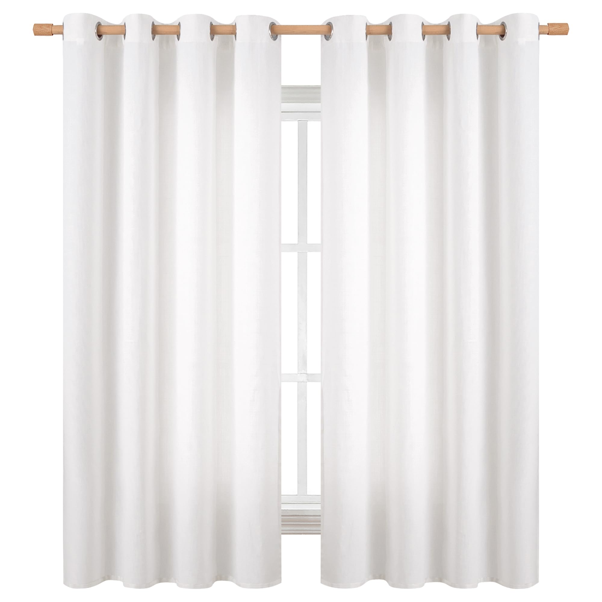 Bgment Pure White Curtains 63 Inch Length 2 Panels Set For Bedroom, Grommet Thick Linen Look Burlap Textured Light Filtering Privacy Window Drapes For Farmhouse Living Room, 55 X 63 Inch