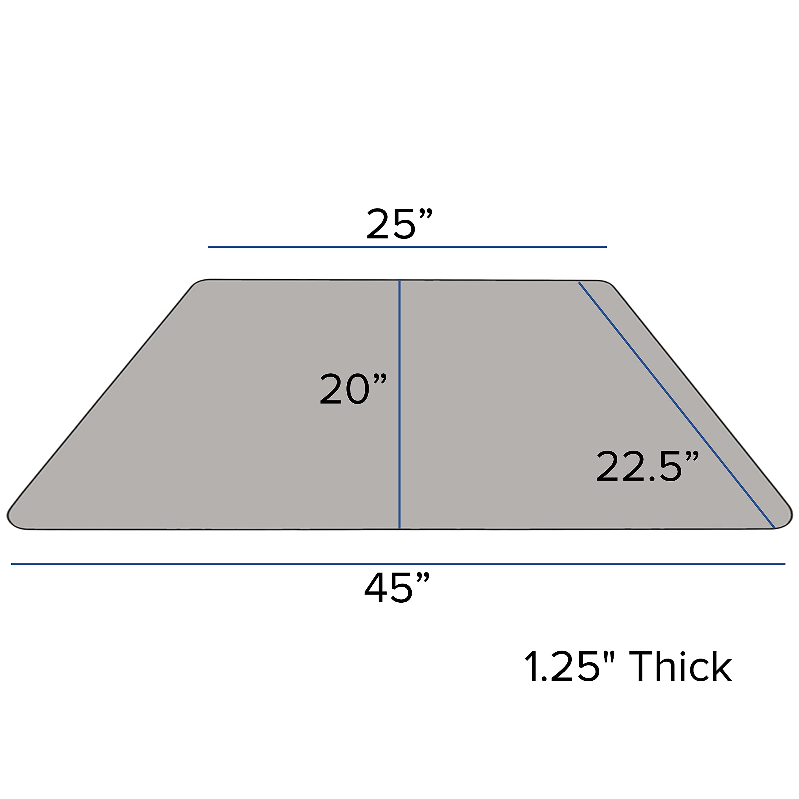 Flash Furniture Wren 22.5''W x 45''L Trapezoid Grey HP Laminate Activity Table - Height Adjustable Short Legs