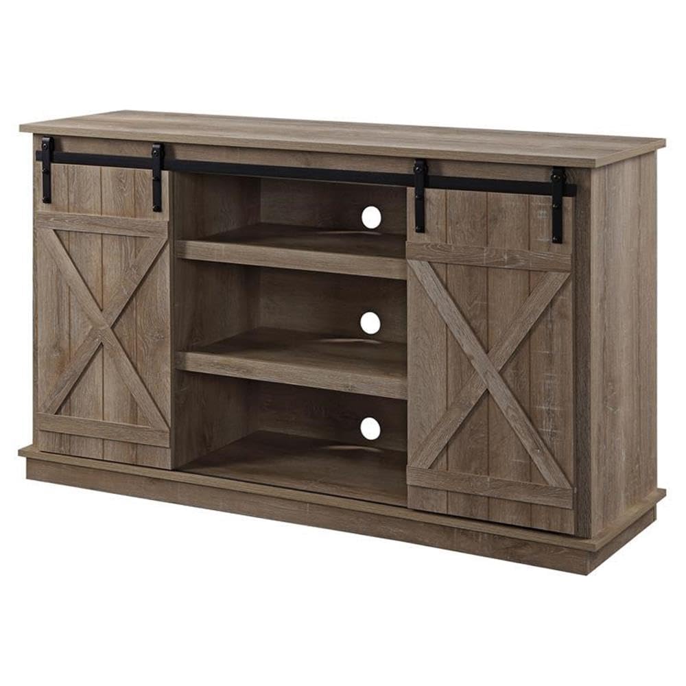 Acme Bellona Wooden 2-Door TV Stand with Cable Management Holes in Oak