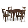 East West Furniture MILA5-MAH-C 5 Piece Kitchen Table Set for 4 Includes a Rectangle Dining Room Table with Butterfly Leaf and 4 Linen Fabric Upholstered Chairs, 36x54 Inch, Mahogany
