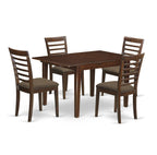 East West Furniture MILA5-MAH-C 5 Piece Kitchen Table Set for 4 Includes a Rectangle Dining Room Table with Butterfly Leaf and 4 Linen Fabric Upholstered Chairs, 36x54 Inch, Mahogany