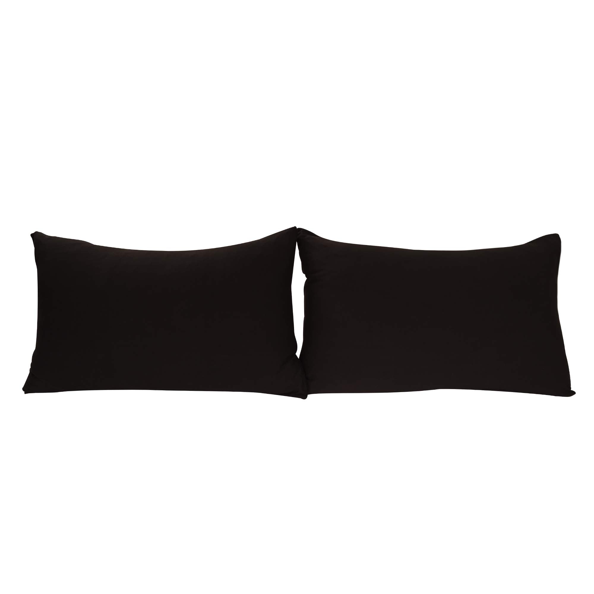 Stretch Pillowcases Standard Size 2 Pack - Micro Jersey Knit & Ultra Soft - Set Of 2 Pillow Cases, Black