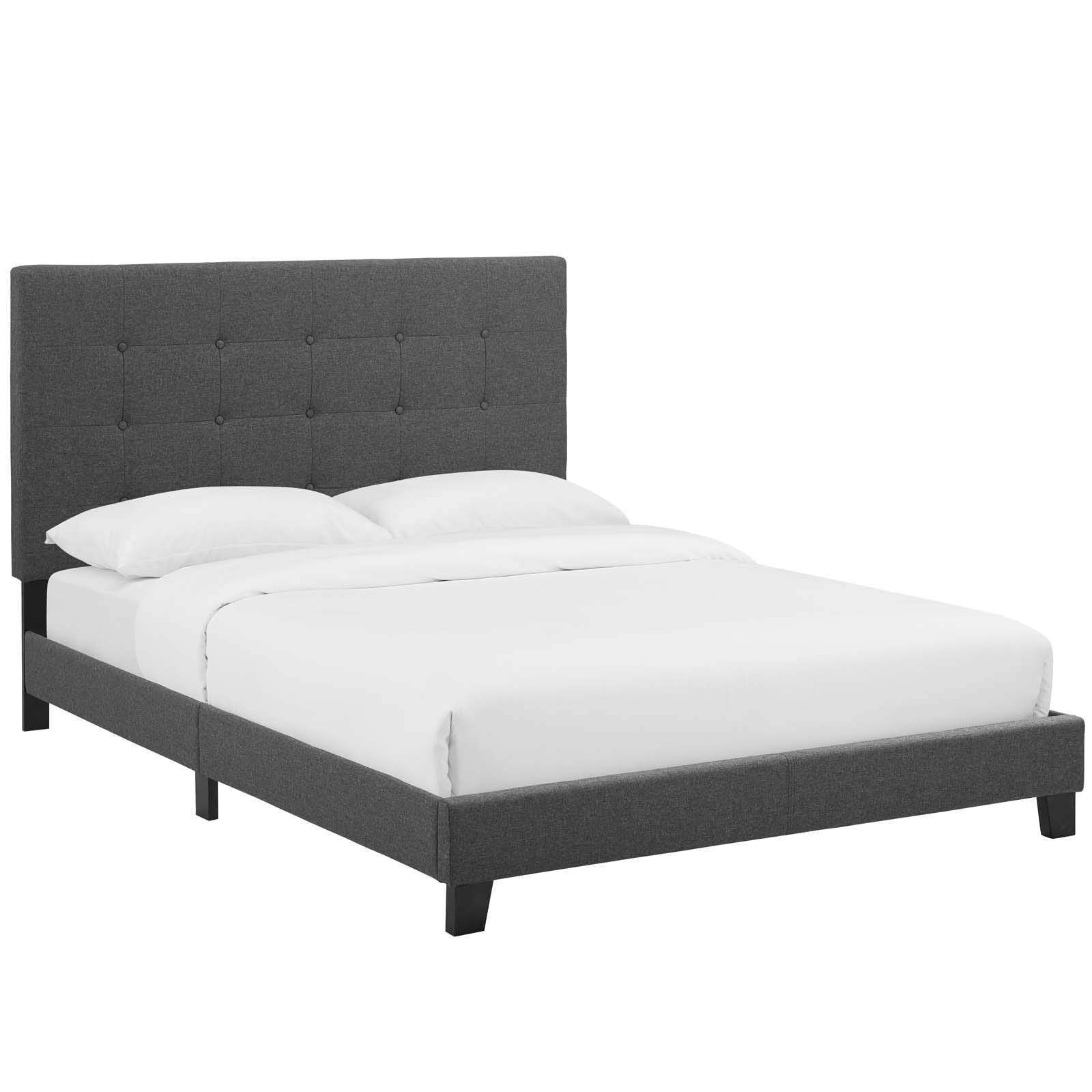 Modway Melanie Tufted Fabric Upholstered King Platform Bed In Gray