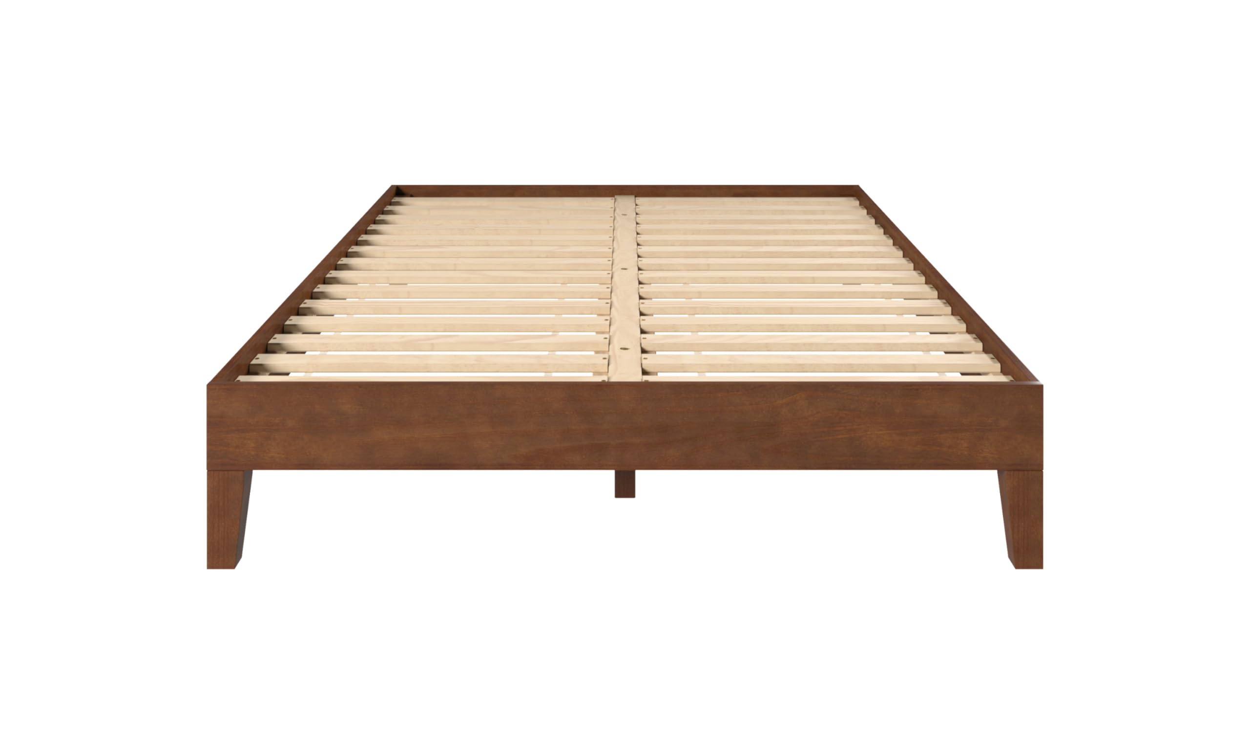Steve Silver Co Nix Full Platform Bed, Bedroom, Farmhouse, Mid-Century, Traditional, 28-Slat Dual-Zone System Support, No Box Spring Needed, Solid Pine Wood, 77.01" L x 55.47" W x 12.24" H, Brown