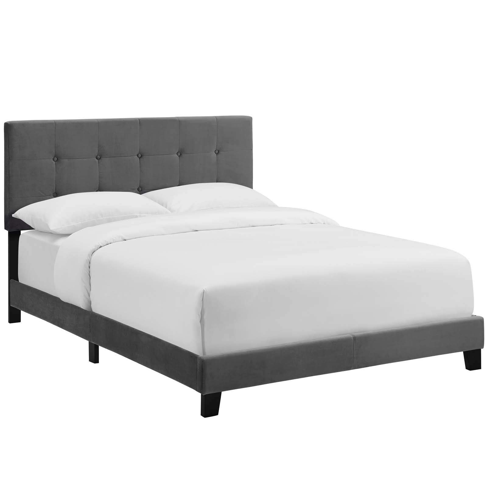 Modway Amira Tufted Performance Velvet Upholstered Full Bed In Gray